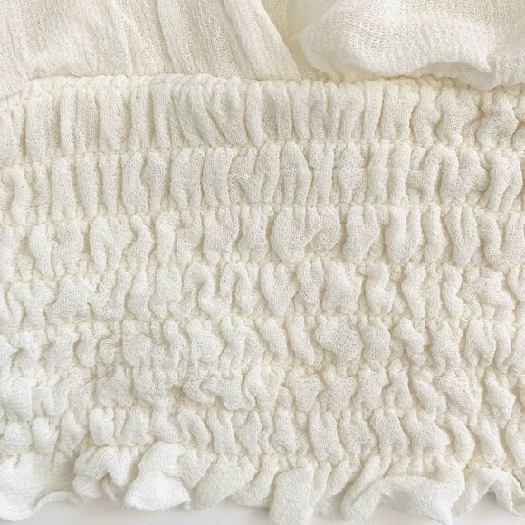 Anthropologie White Crop Sheer Blouse sz S Balloon Sleeve Romantic Feminine NWOT - Picture 7 of 13